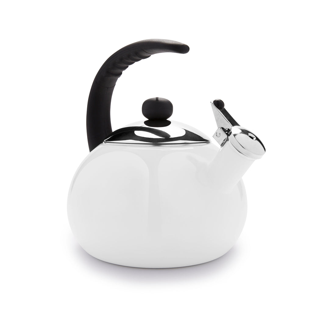 Luna Porcelain Enamel 2.5 Quart White Tea Kettle
