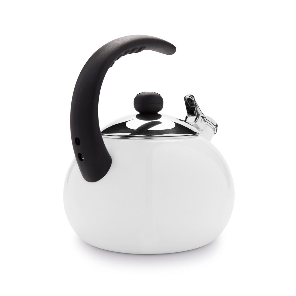 Luna Porcelain Enamel 2.5 Quart White Tea Kettle