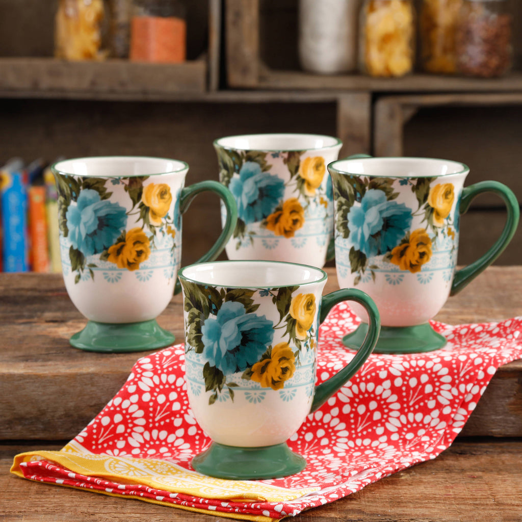 Rose Shadow 4-Piece 18-Ounce Latte Mug Set