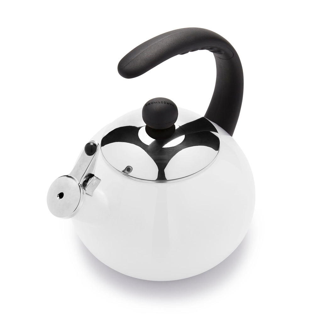 Luna Porcelain Enamel 2.5 Quart White Tea Kettle